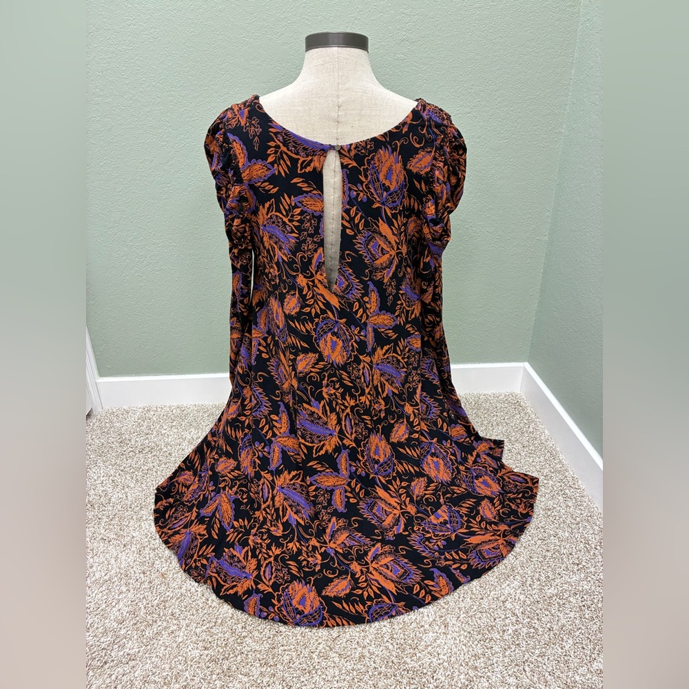 Free People Orange and Purple/blue Floral Tunic - Picture 4 of 12